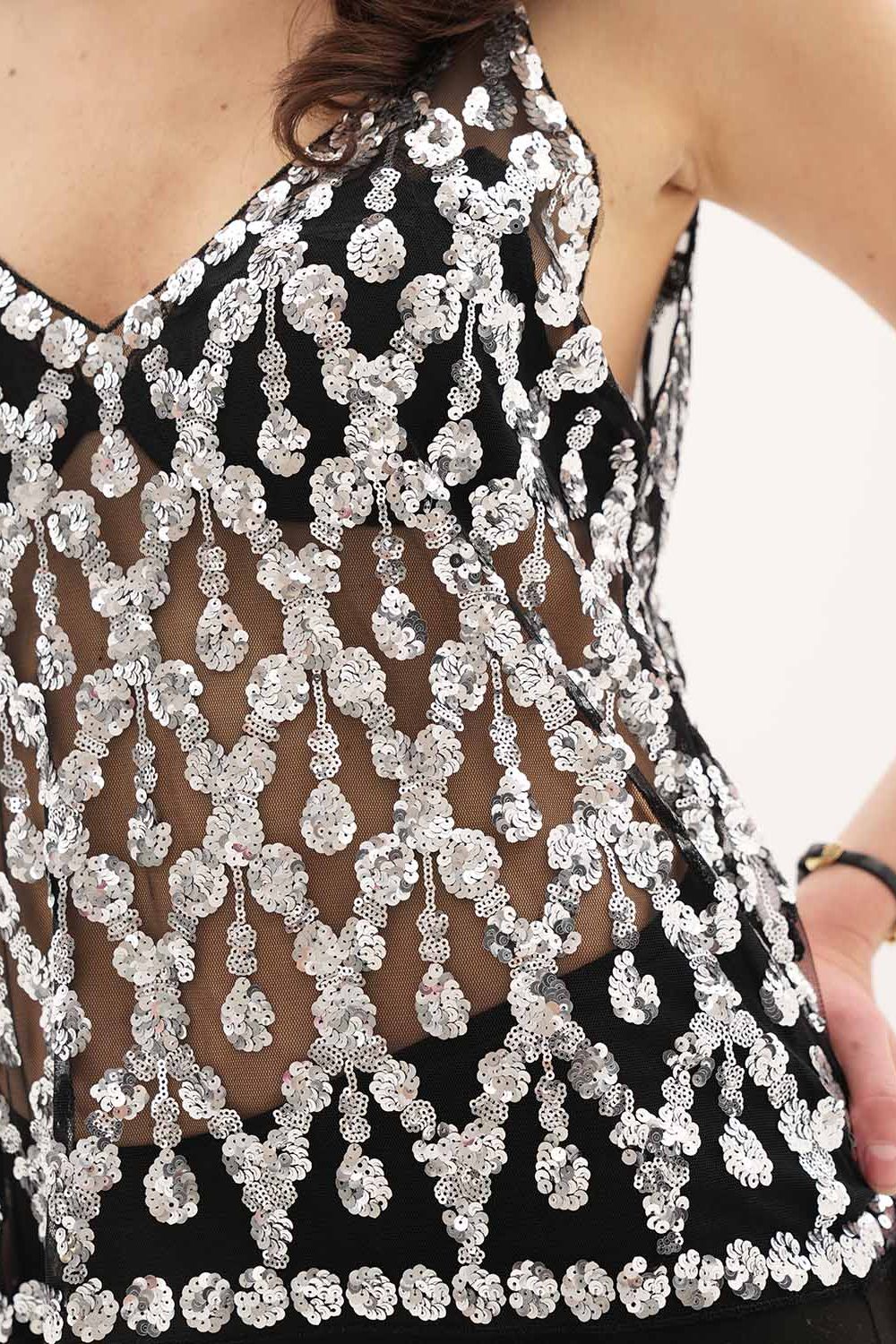 Lola Embellished Top - Silver