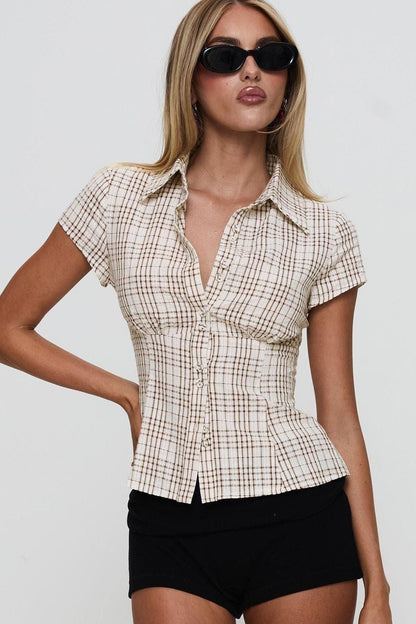 Ellie - Brown Lady Blouse