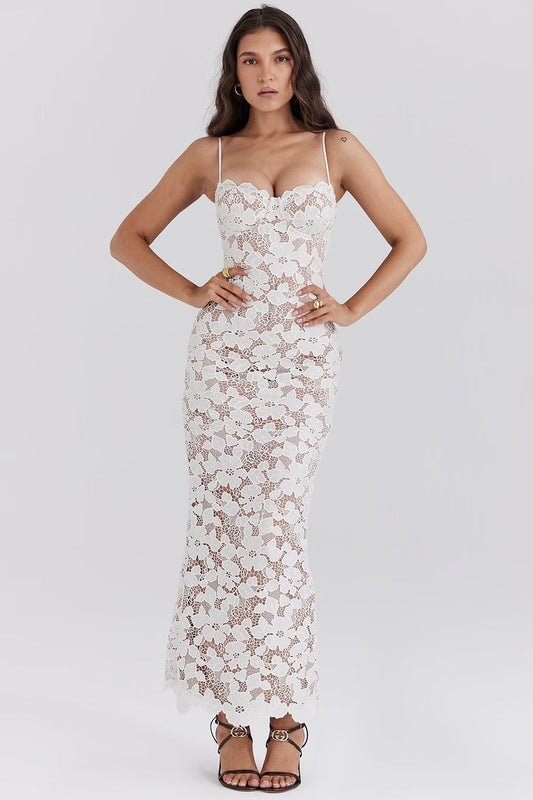 Isabella- Pearl Blossom Maxi Dress