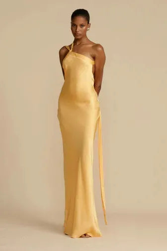 Monique - Golden Asymmetrical Gown
