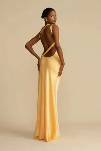 Monique - Golden Asymmetrical Gown