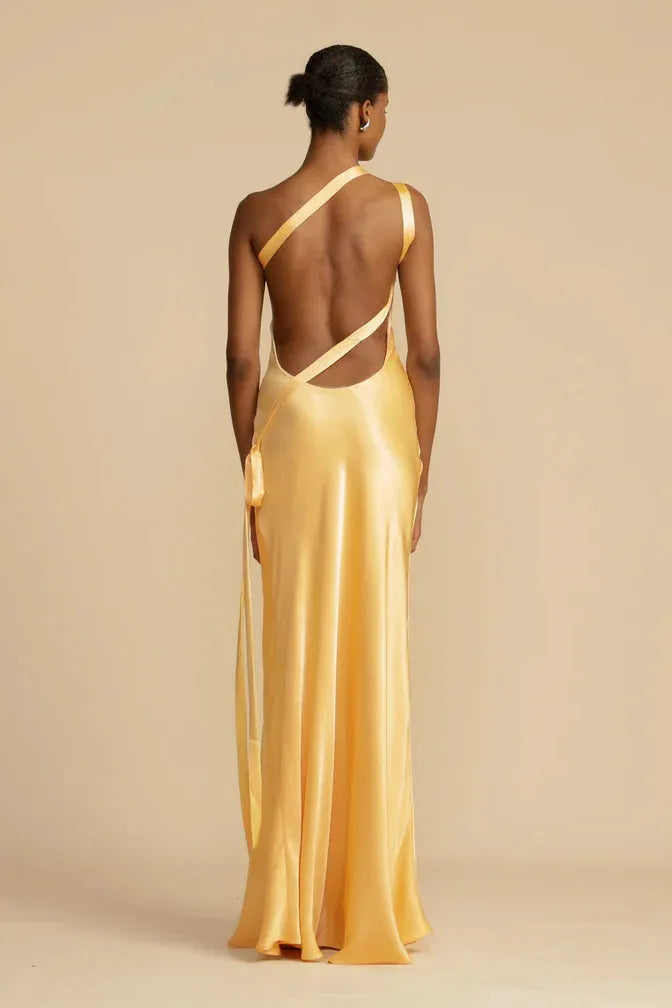 Monique - Golden Asymmetrical Gown