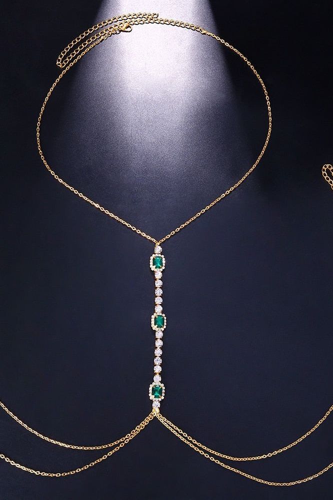 Aurelia - Emerald Crystal Body Necklace