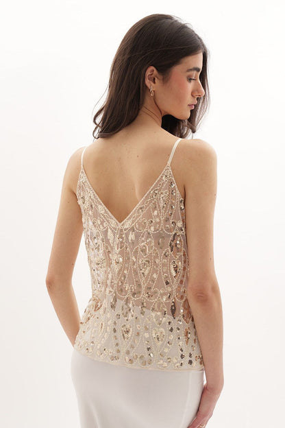 Cristina Embellished Top - Cream