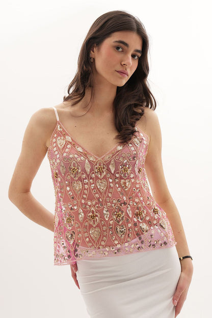 Cristina Embellished Top - Pink