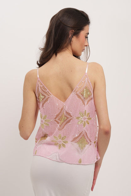 Venecia Embellished Top - Baby Pink