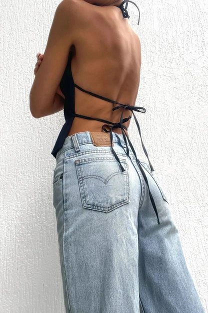 Lauren - Backless Pleated Top