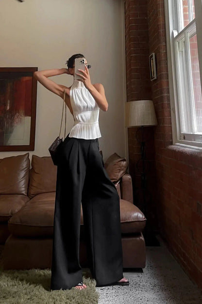 Lauren - Backless Pleated Top