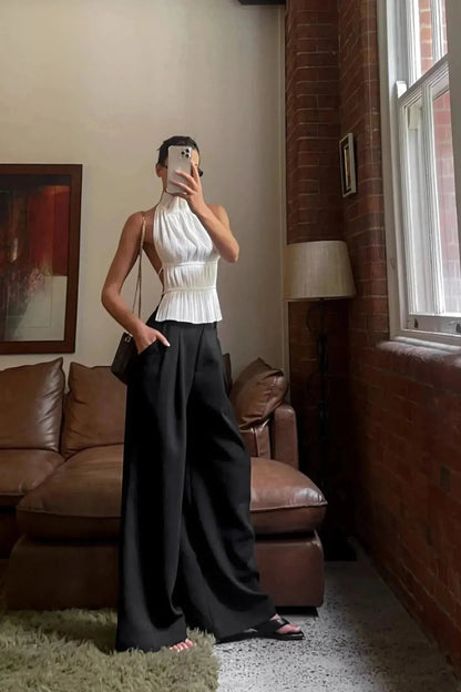 Lauren - Backless Pleated Top