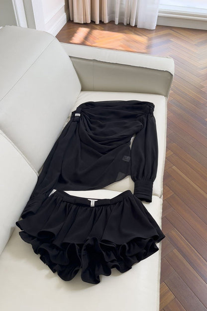 Dendy - Long-Sleeve Top and Skirt Set