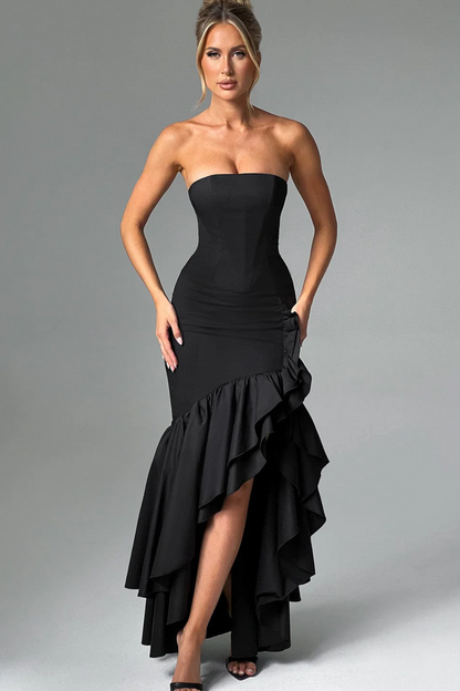 Seraphina - Ruffle Slit Maxi Dress