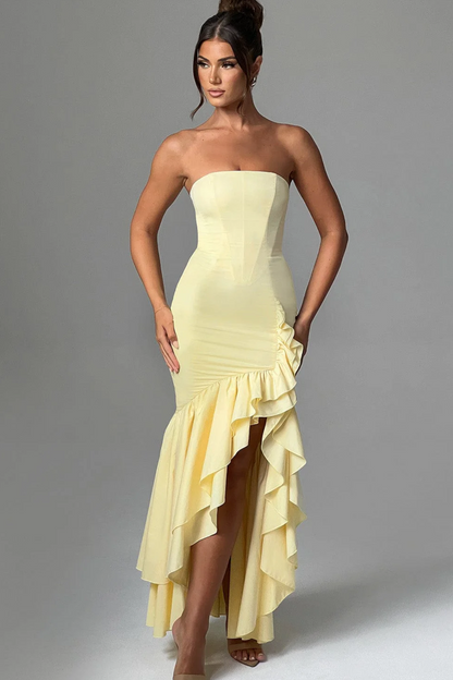 Seraphina - Ruffle Slit Maxi Dress