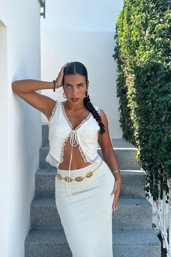 Leona - Front Tie-Top with Lace Trims