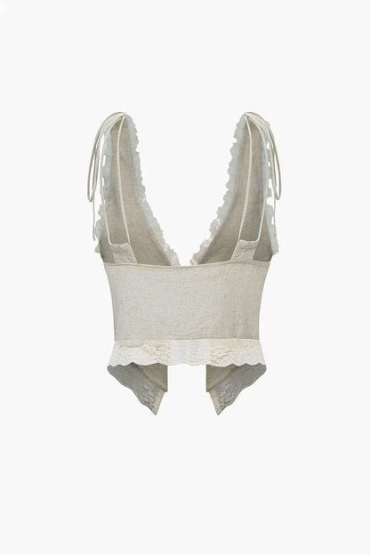 Leona - Front Tie-Top with Lace Trims