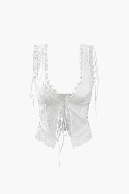 Leona - Front Tie-Top with Lace Trims