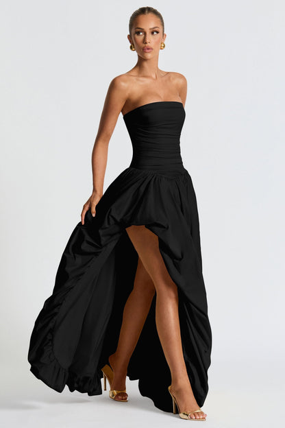 Jillian - Satin Ruffle Maxi Dress