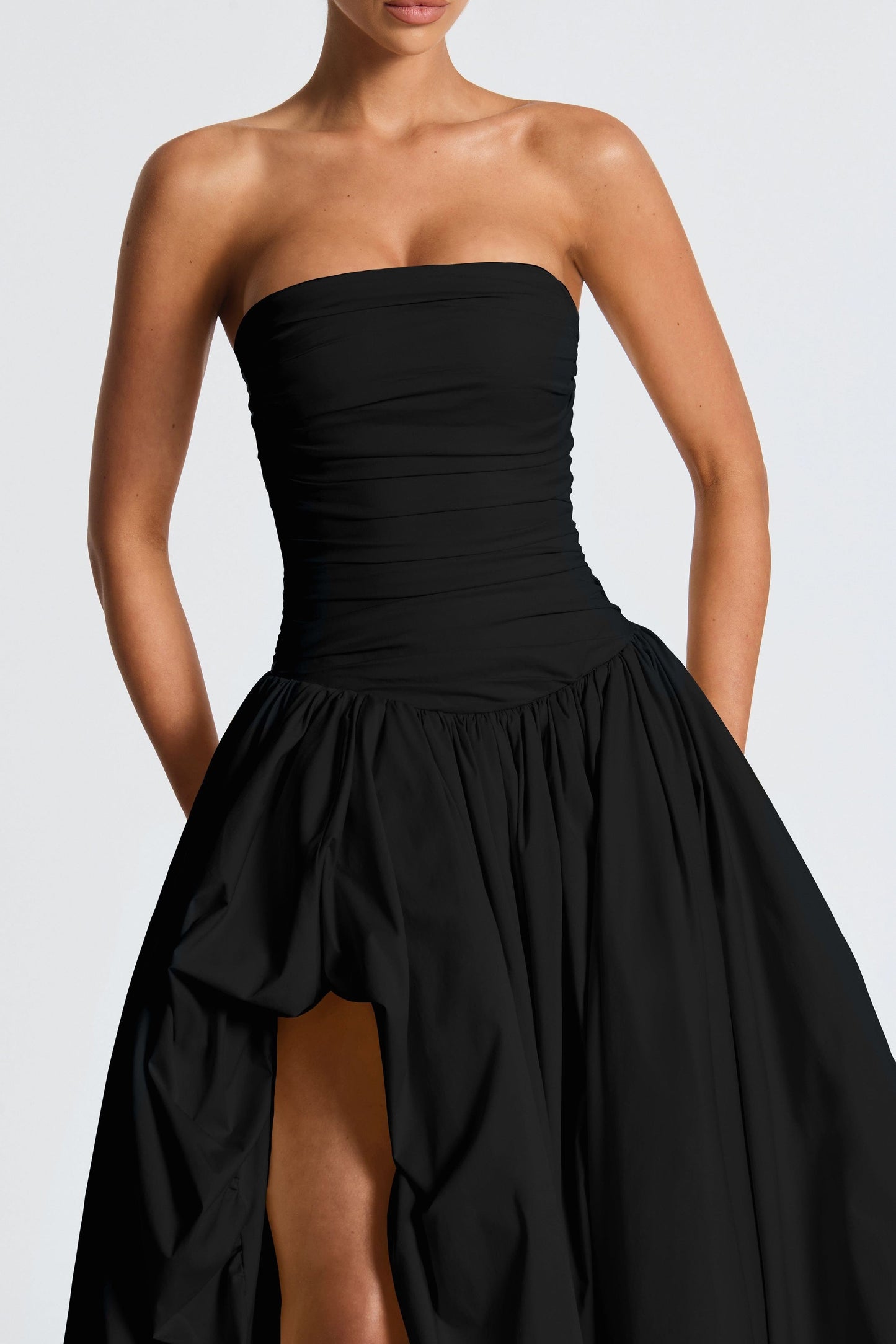 Jillian - Satin Ruffle Maxi Dress