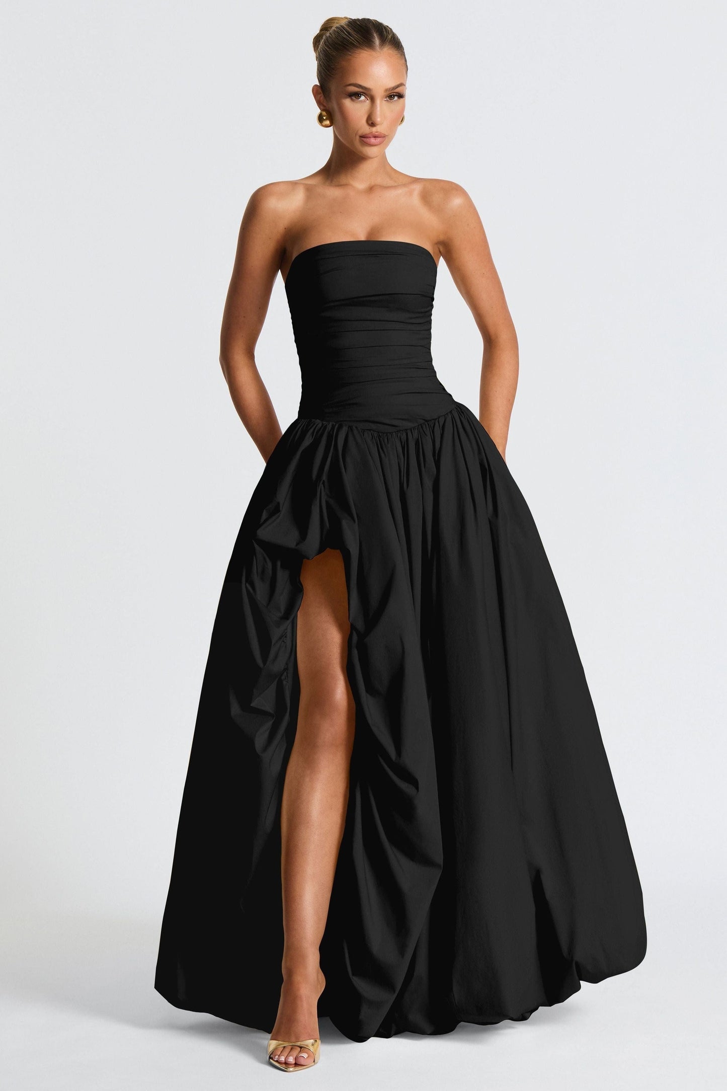 Jillian - Satin Ruffle Maxi Dress