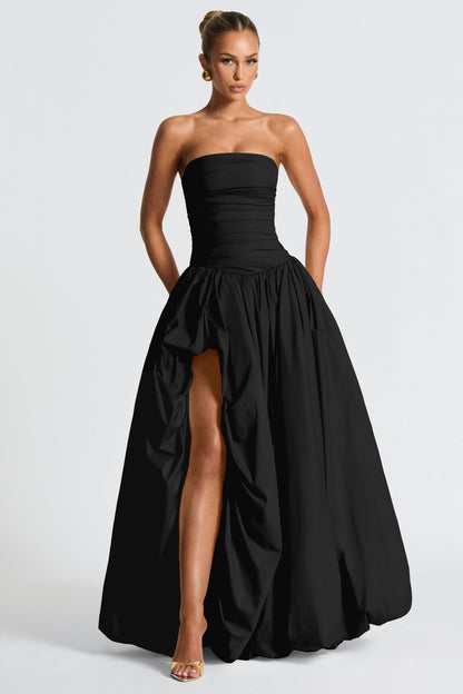 Jillian - Satin Ruffle Maxi Dress