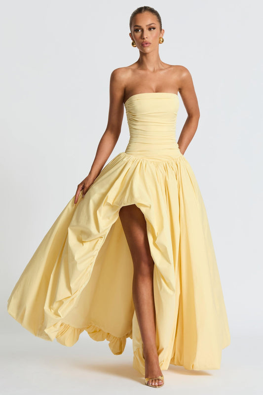 Jillian - Satin Ruffle Maxi Dress