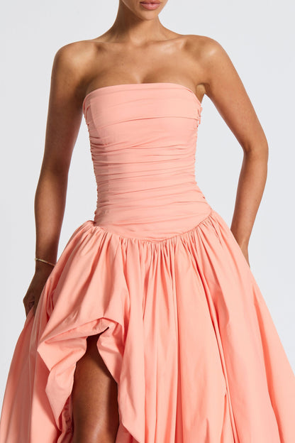 Jillian - Satin Ruffle Maxi Dress