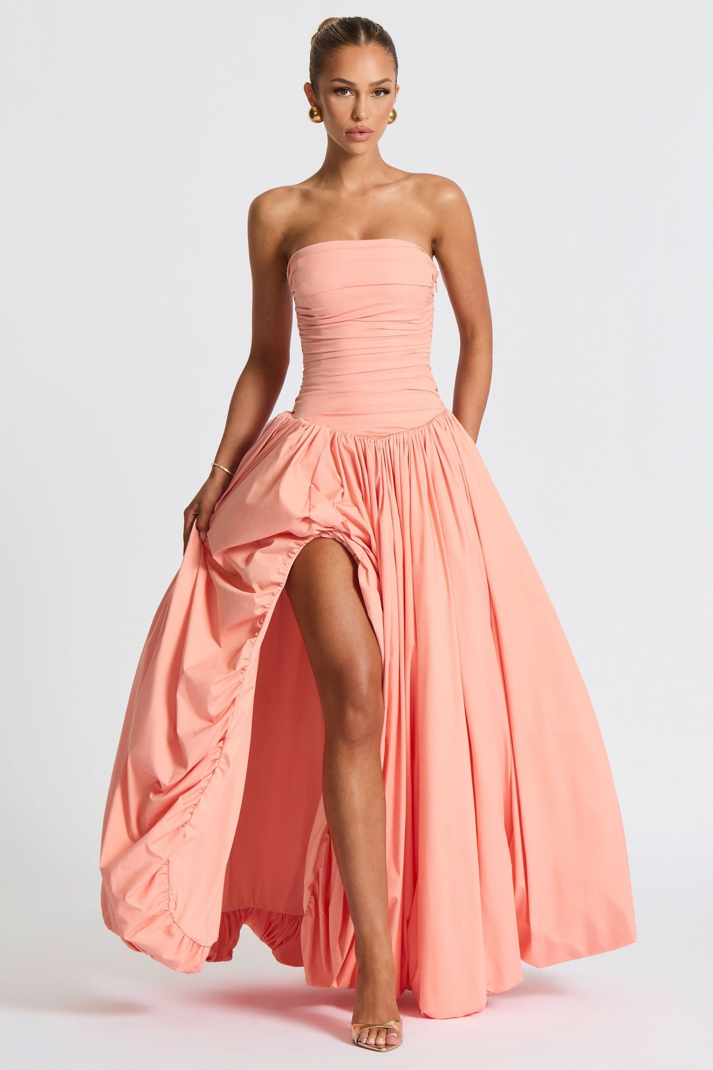 Jillian - Satin Ruffle Maxi Dress