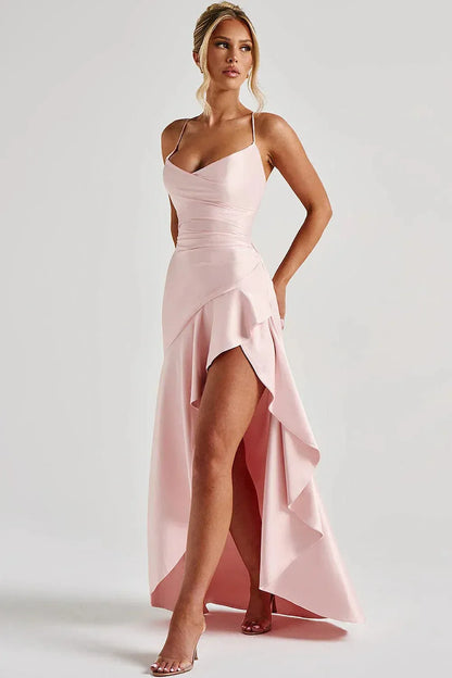 Ceres - Satin Ruffle Maxi Dress